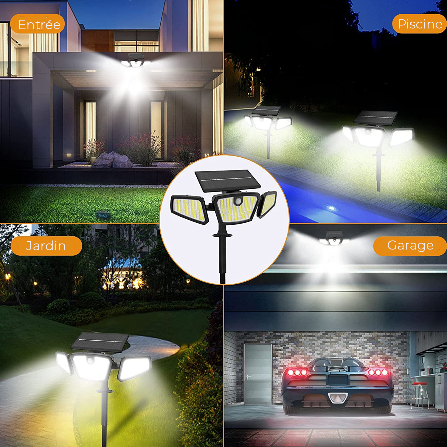 Lampe solaire de jardin 3 modes - Rotation 360°
