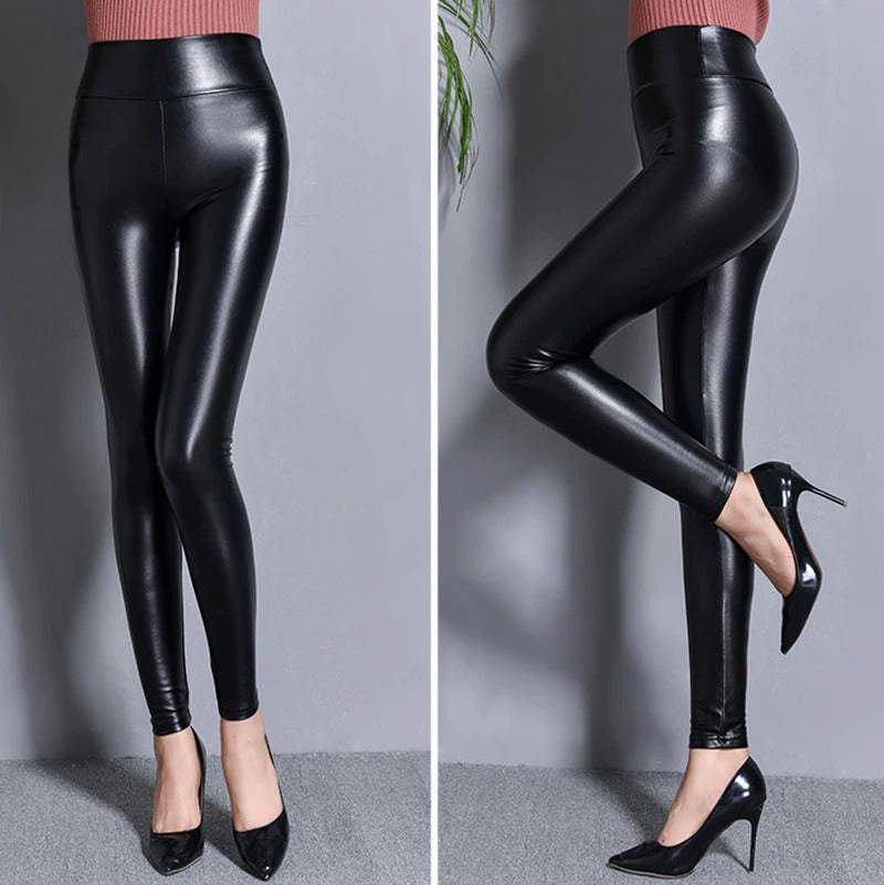 Legging Effet Cuir Fourré
