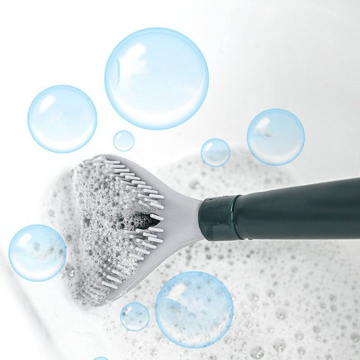 Balai brosse de toilette en silicone avec réservoir