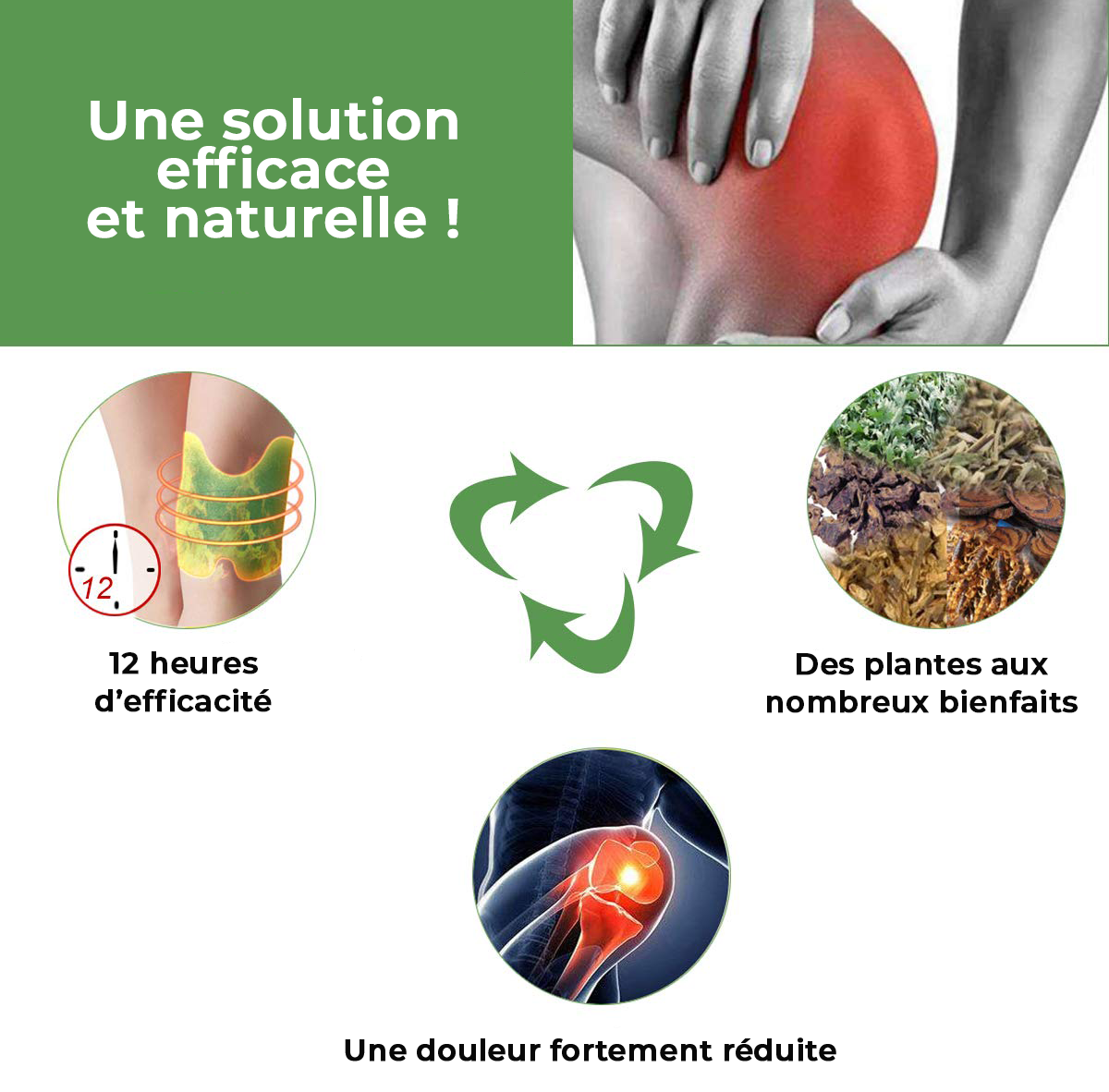 Lot de 12 patchs anti inflammatoires pour genoux