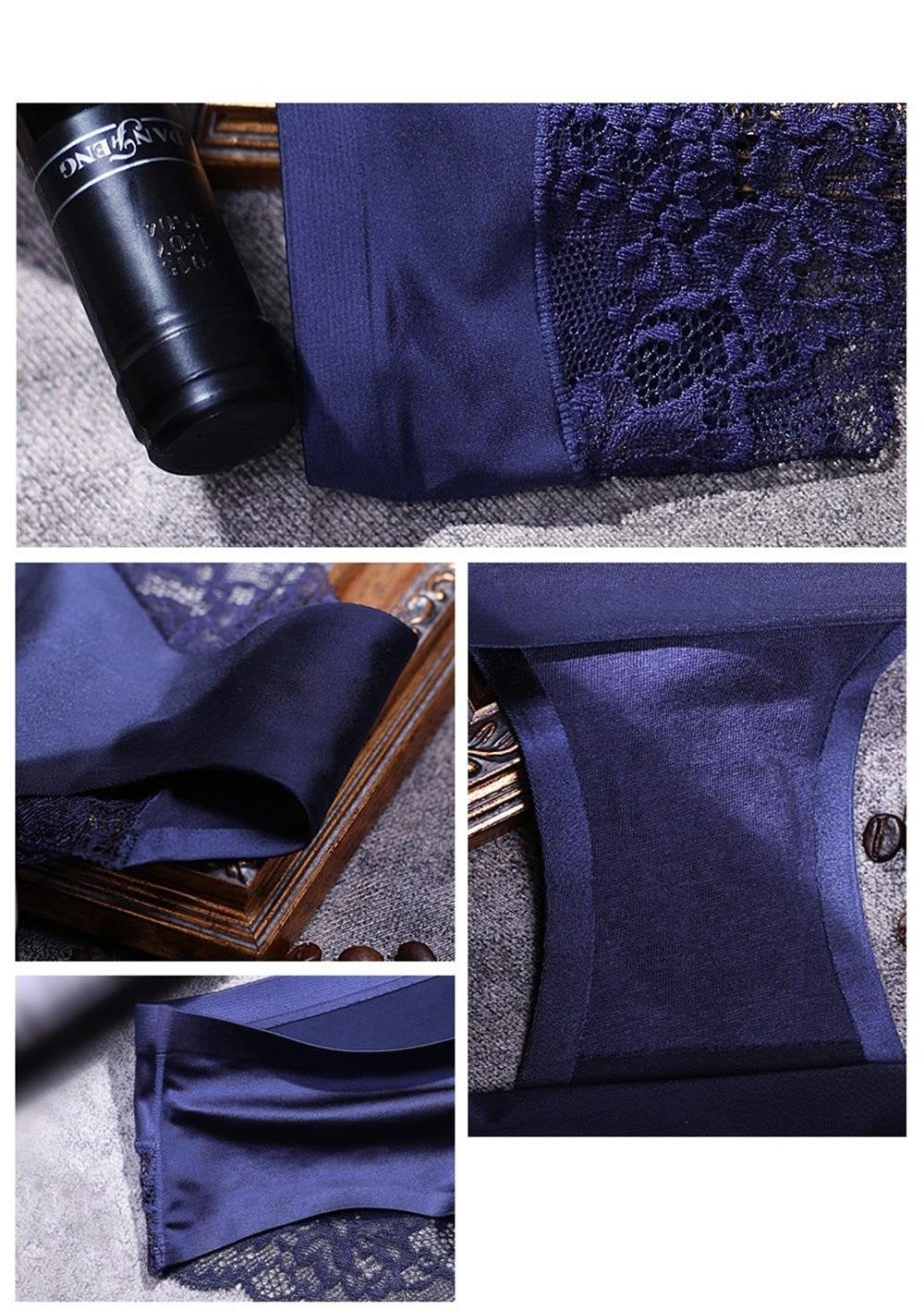 TOP VENTES - Lot de 3 Culottes en Dentelle en Fibre de Bambou