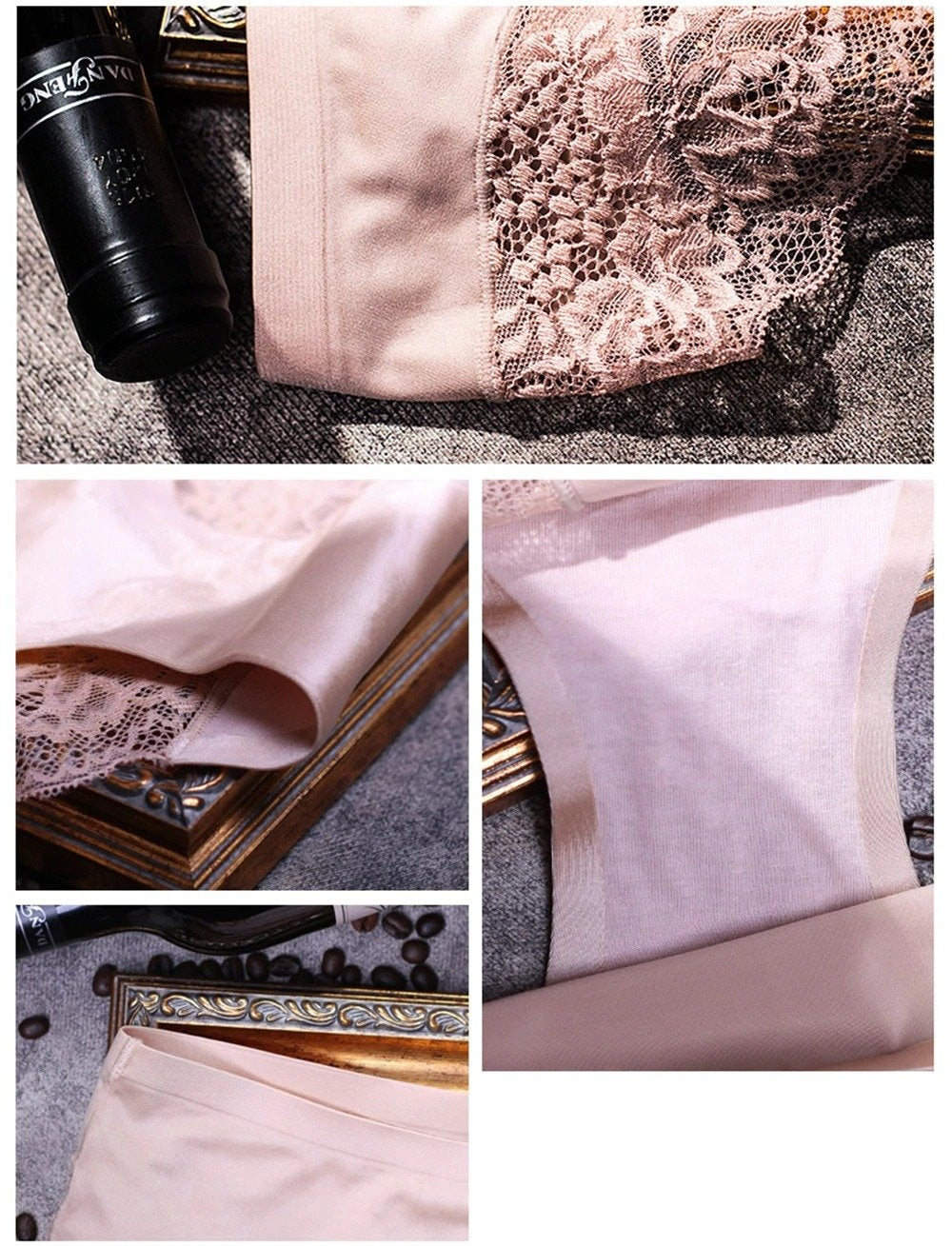 TOP VENTES - Lot de 3 Culottes en Dentelle en Fibre de Bambou