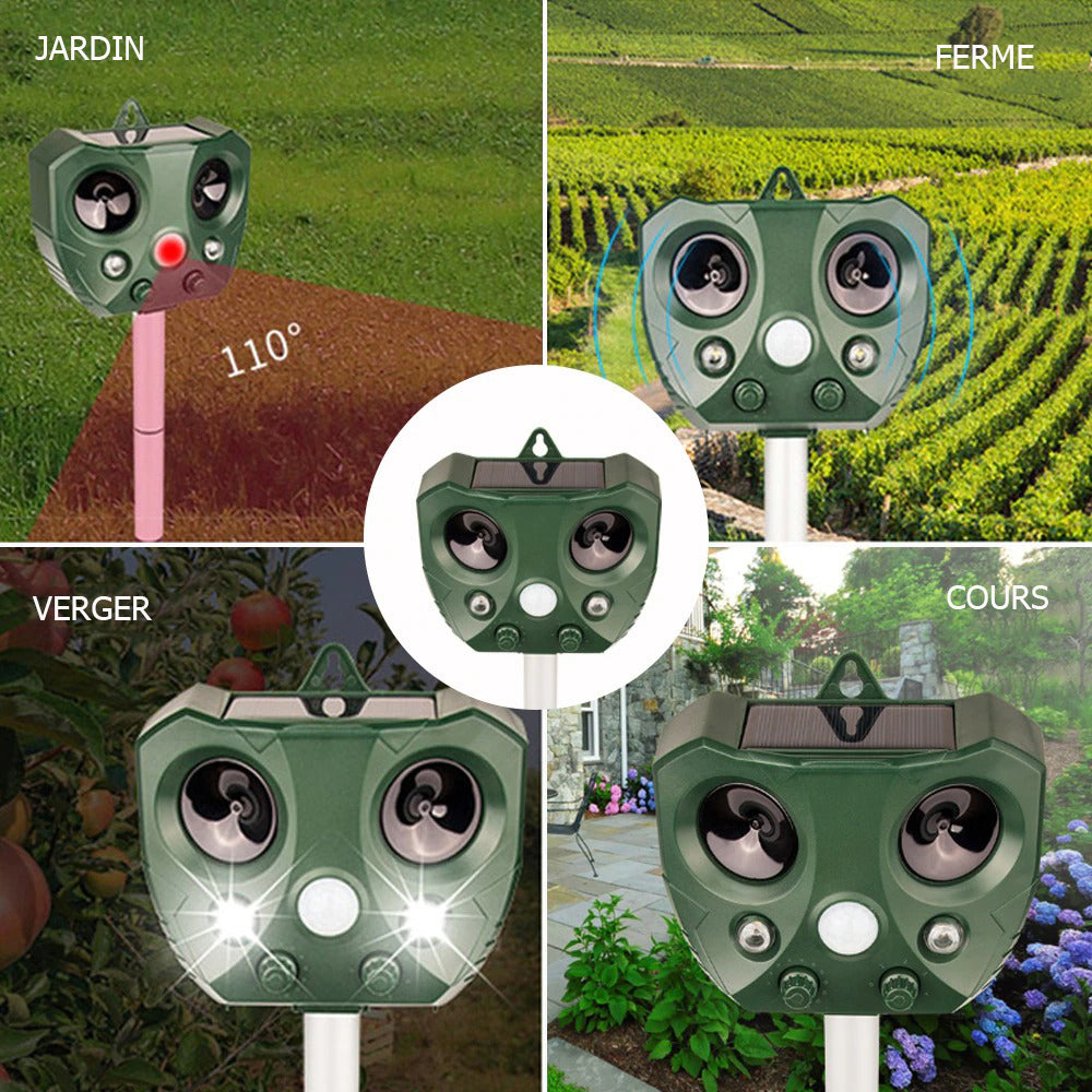 NOUVEAU I Répulsif à ultrasons à énergie solaire anti nuisible