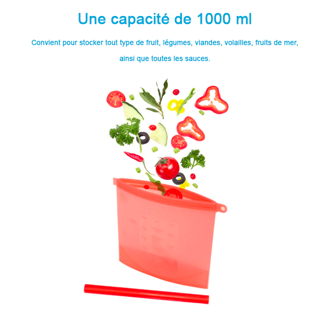 Sachet de Conservation Alimentaire Réutilisable (Lot de 4)