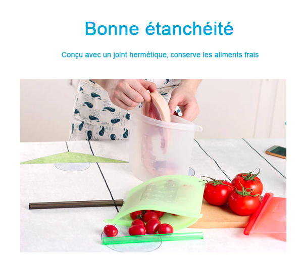 Sachet de Conservation Alimentaire Réutilisable (Lot de 4)