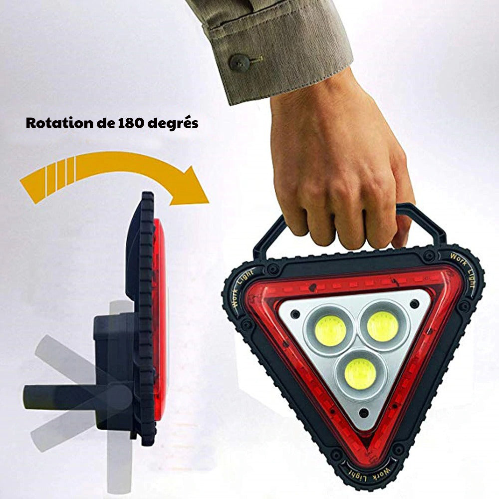 NOUVEAU I Triangle de signalisation LED longue portée sur batterie