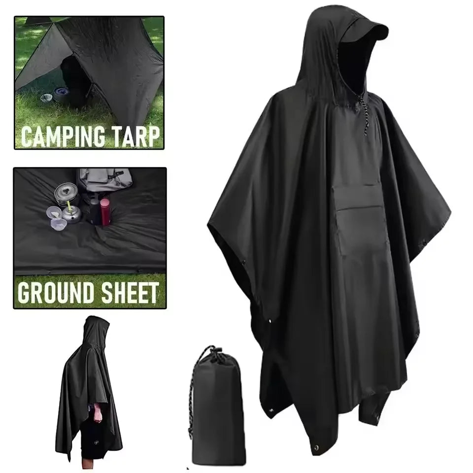 Poncho de Pluie 3 en1 - Imper, Bâche & Tente