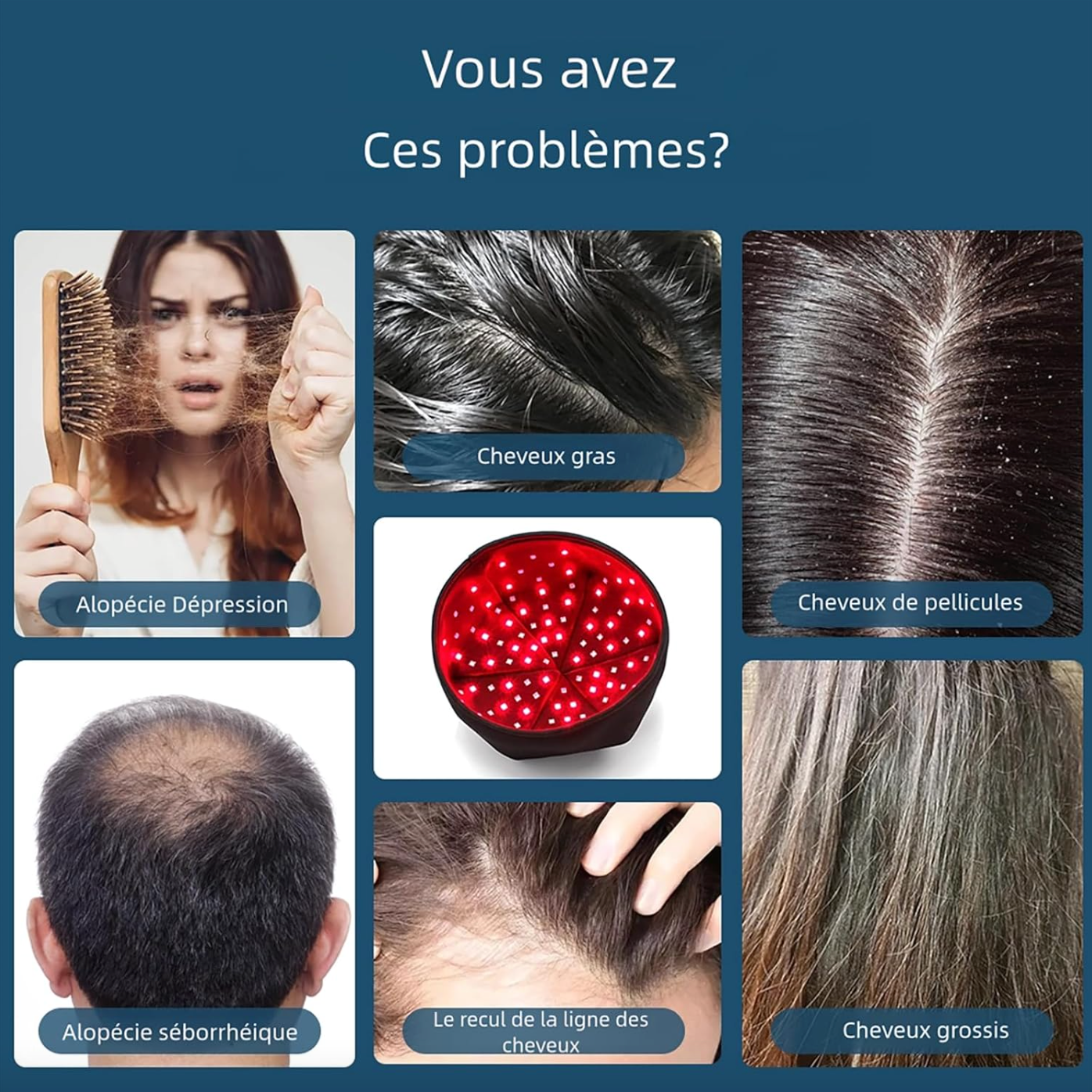 Bonnet de Photothérapie Infrarouge - Anti Perte de cheveux et Favorise la pousse