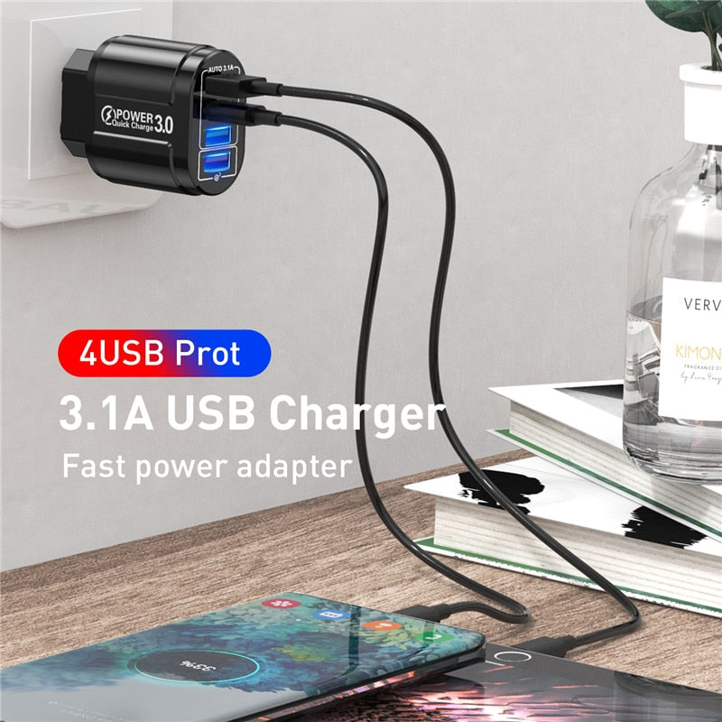 Chargeur rapide 3.0 - 4 ports USB