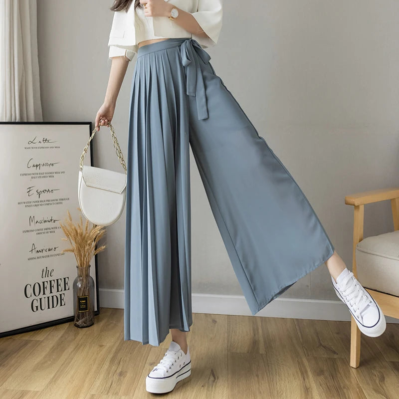 Pantalon Jupe Plissé en Mousseline de Soie Printemps - Femme