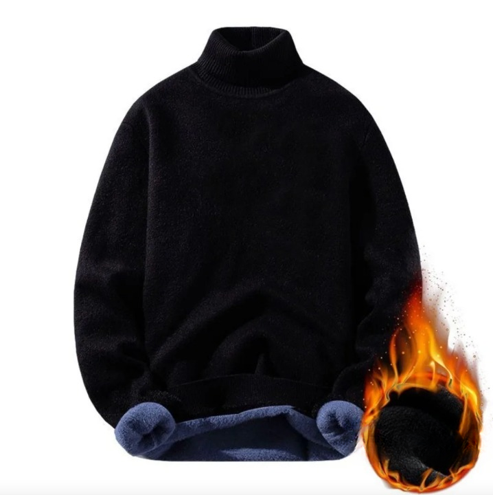 Pull col roulé à maille avec doublure polaire Homme