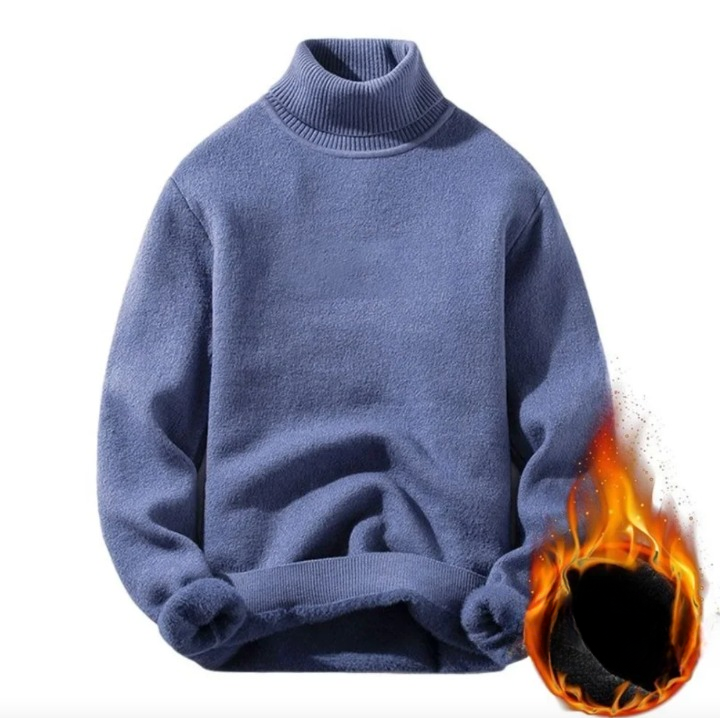 Pull col roulé à maille avec doublure polaire Homme