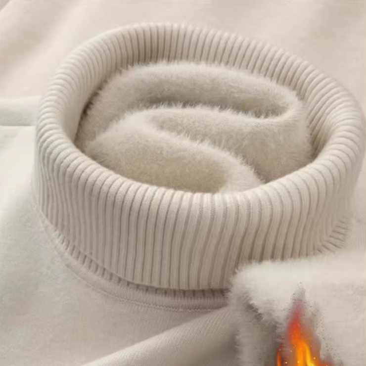 Pull col roulé à maille avec doublure polaire Homme