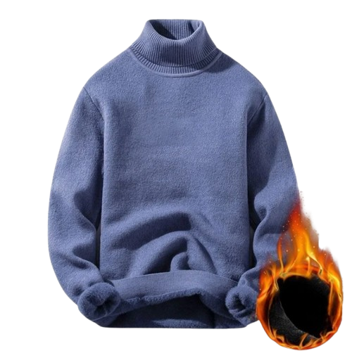 Pull col roulé à maille avec doublure polaire Homme