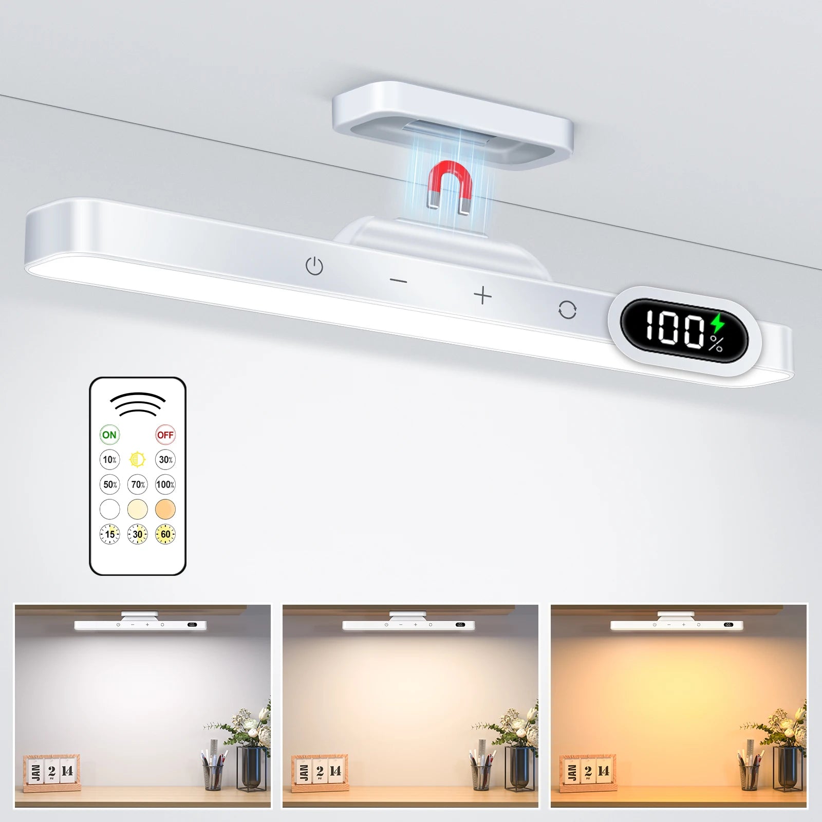 Lampe LED Magnétique 3 Couleurs - 2500mAh