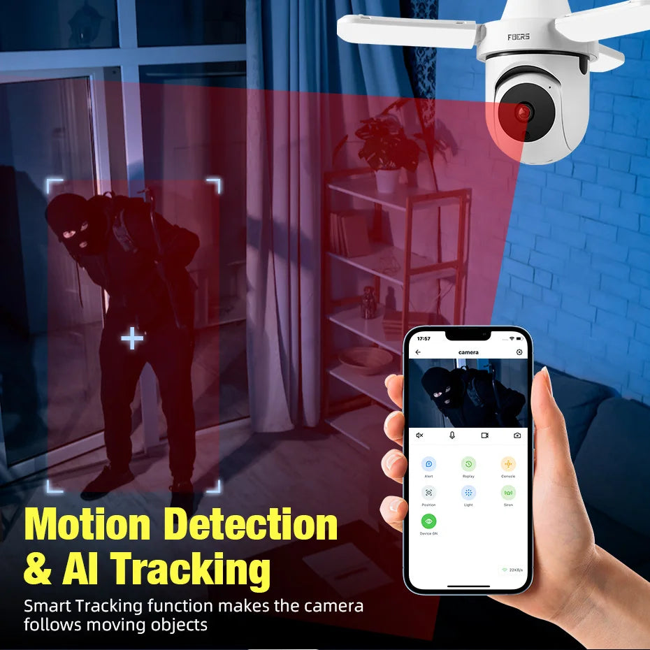 Ampoule Caméra E27 WiFi Sécurité 3MP — Suivi Auto, Rotation 355°, Vision Nocturne