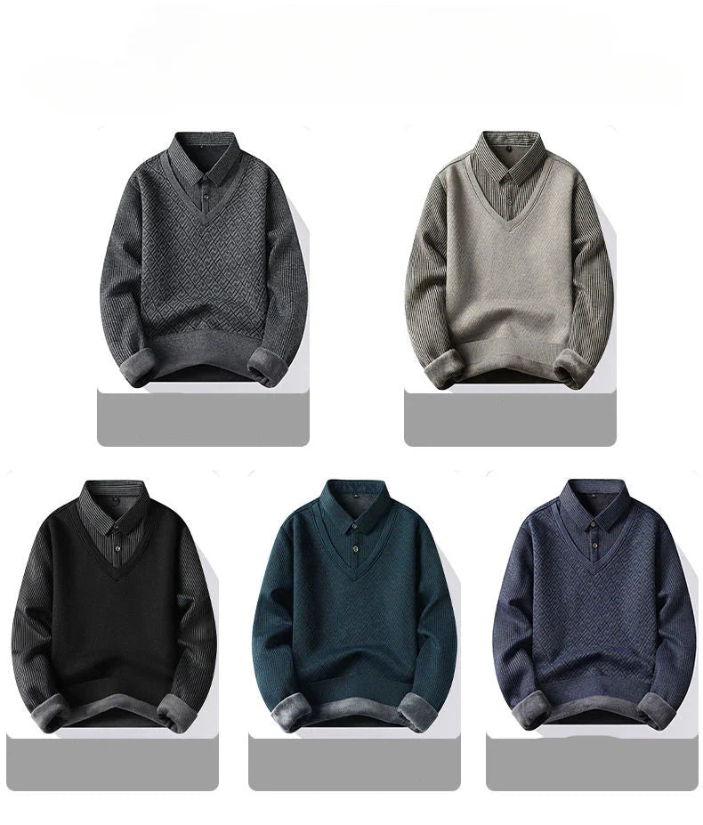 Pull Homme Hiver Épais Doublé Polaire