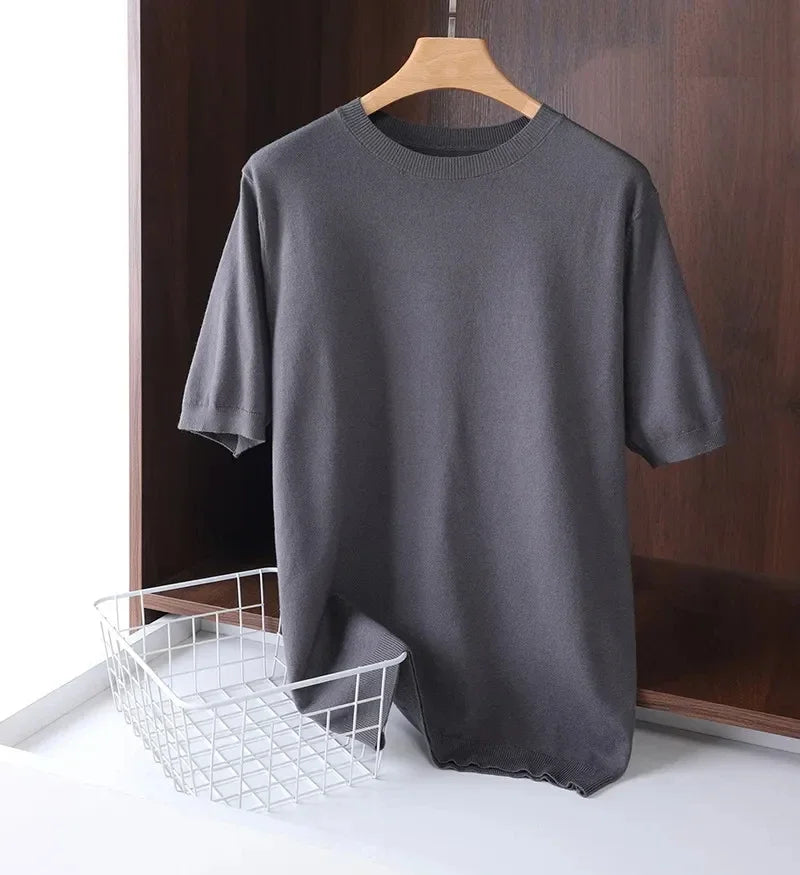 T-Shirt Mi-Saison en Laine Mérinos Tricoté Homme - 6 Coloris