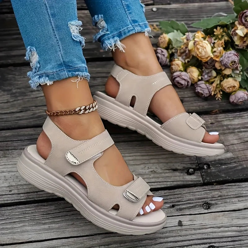 Sandales Femme à Plateforme et Doubles Brides Réglables – Confort Outdoor pour Été et Voyage