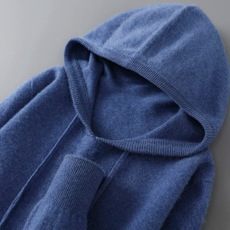 Pull à Capuche 100% Laine Mérinos Homme - 12 Couleurs