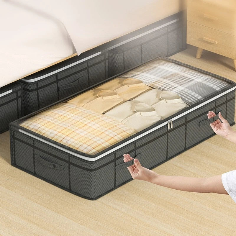 Sac de Rangement Pliable Grand Format – Organisateur Sous Lit pour Vêtements, Couettes et Linge, Chambre et Dortoir