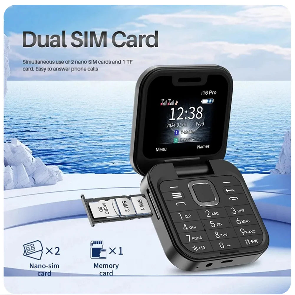 Mini Téléphone Portable Pliable Servo i16 Pro - Dual Sim & Raccourcis Appels