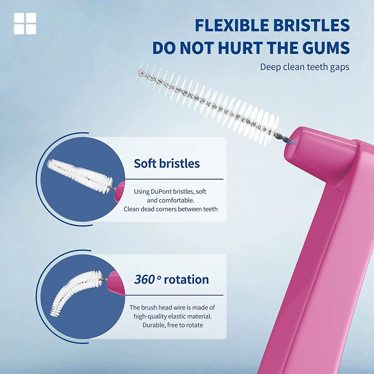 Lot de 20 Brossettes Interdentaires – Poils Souples & Capuchon Anti-Poussière – Nettoyage Dentaire & Appareils Orthodontiques