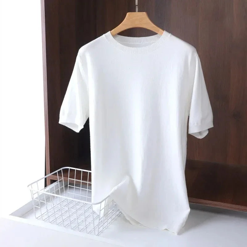 T-Shirt Mi-Saison en Laine Mérinos Tricoté Homme - 6 Coloris