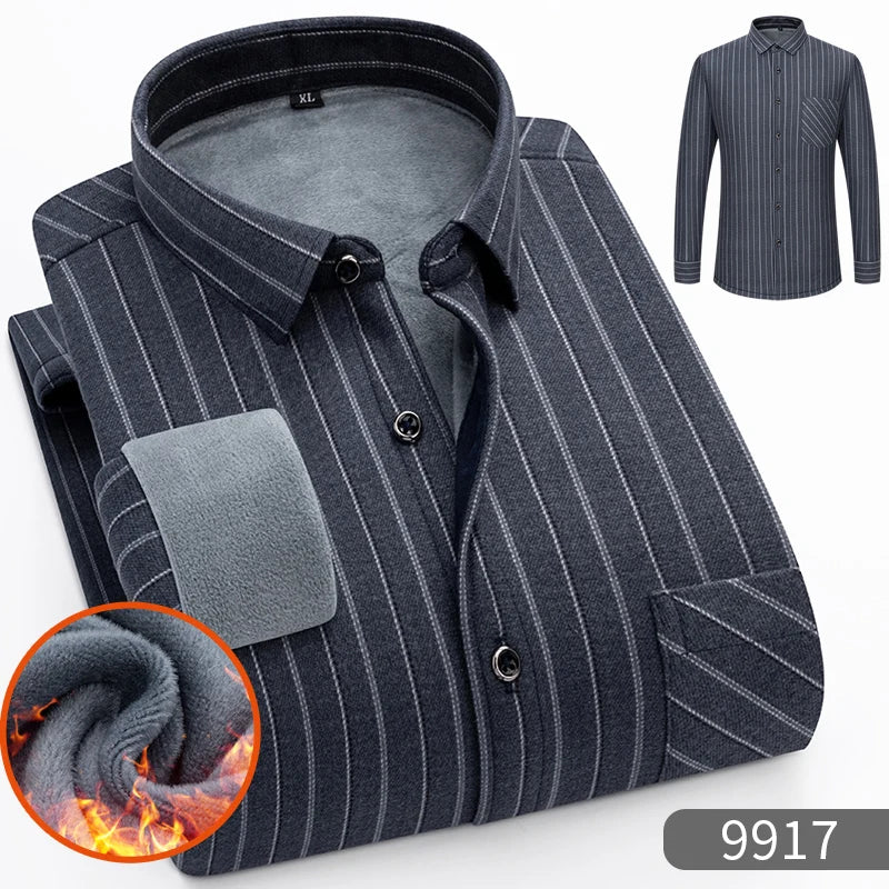 Chemise chaude à carreaux en velours épais pour homme