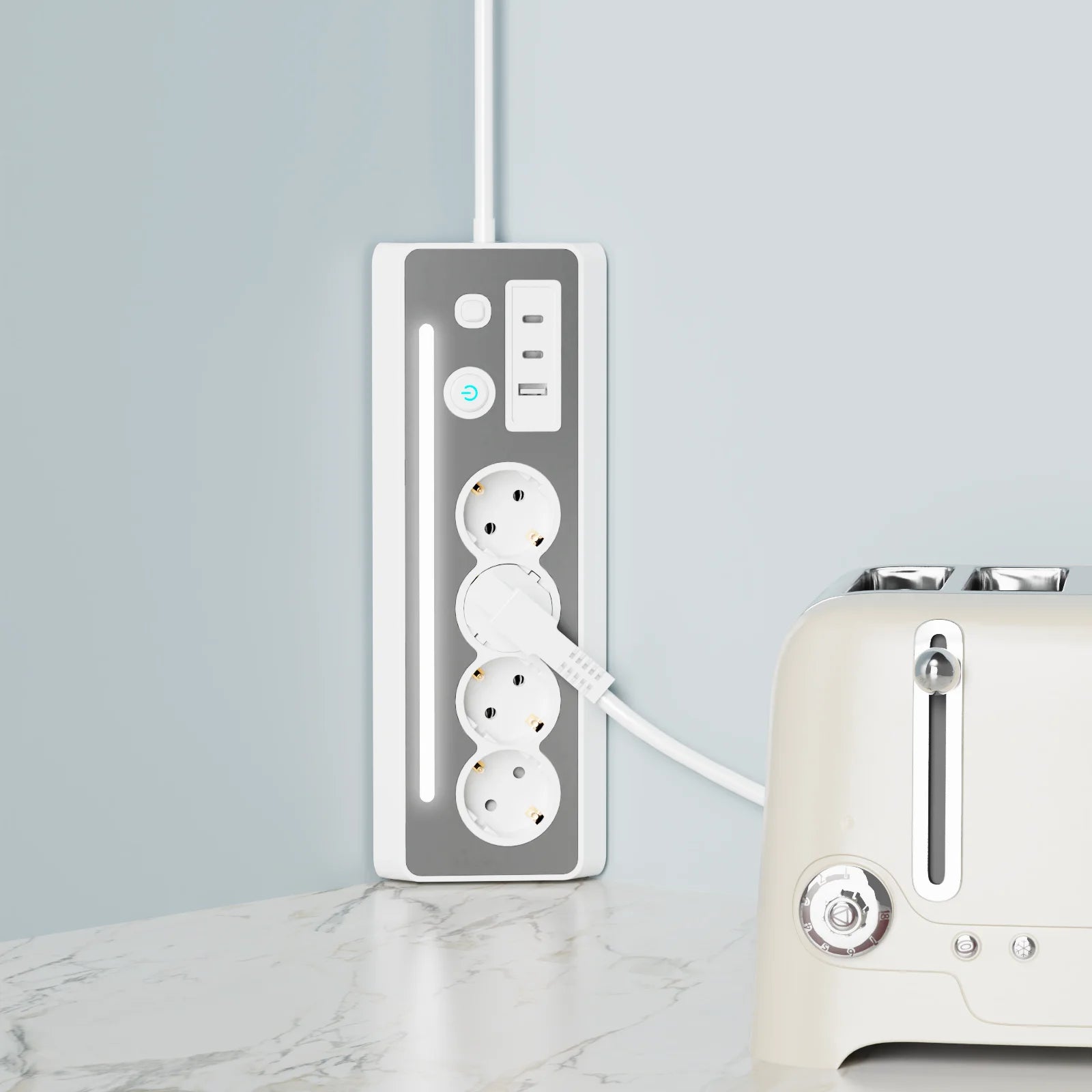 Multiprise LED 4 Prises et 3 USB - Charge Rapide