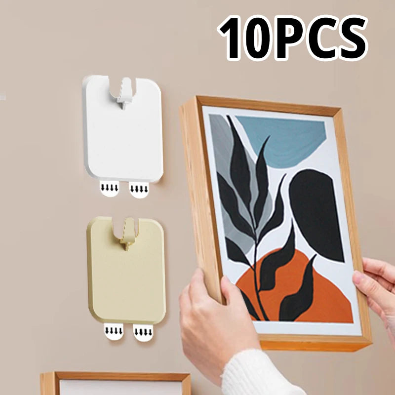 Lot de 10 Crochets Auto-adhésifs pour Cadre & Tableau