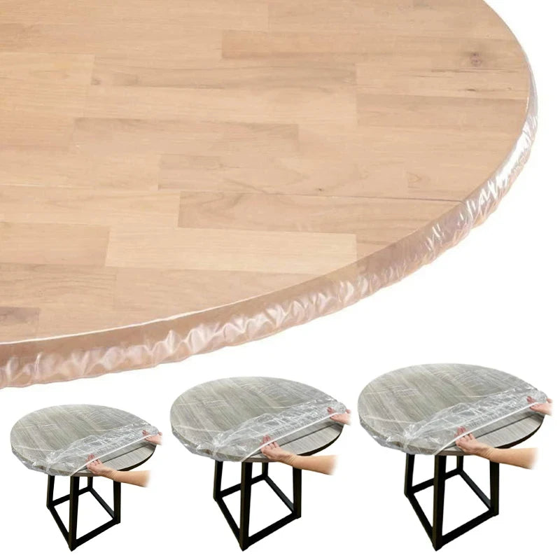 Lot de 10 Nappes Rondes Jetables Transparentes – Imperméables & Anti-Huile – 80 à 140 cm