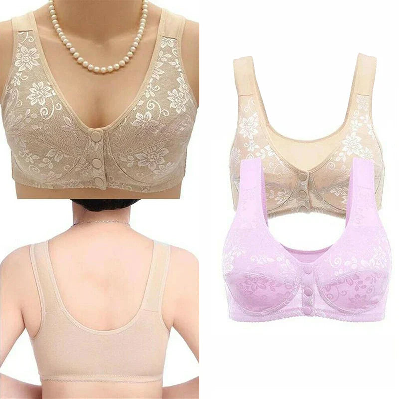 Lot de 2 Soutien-gorge Coton Anti-Affaissement à Boutons Avant