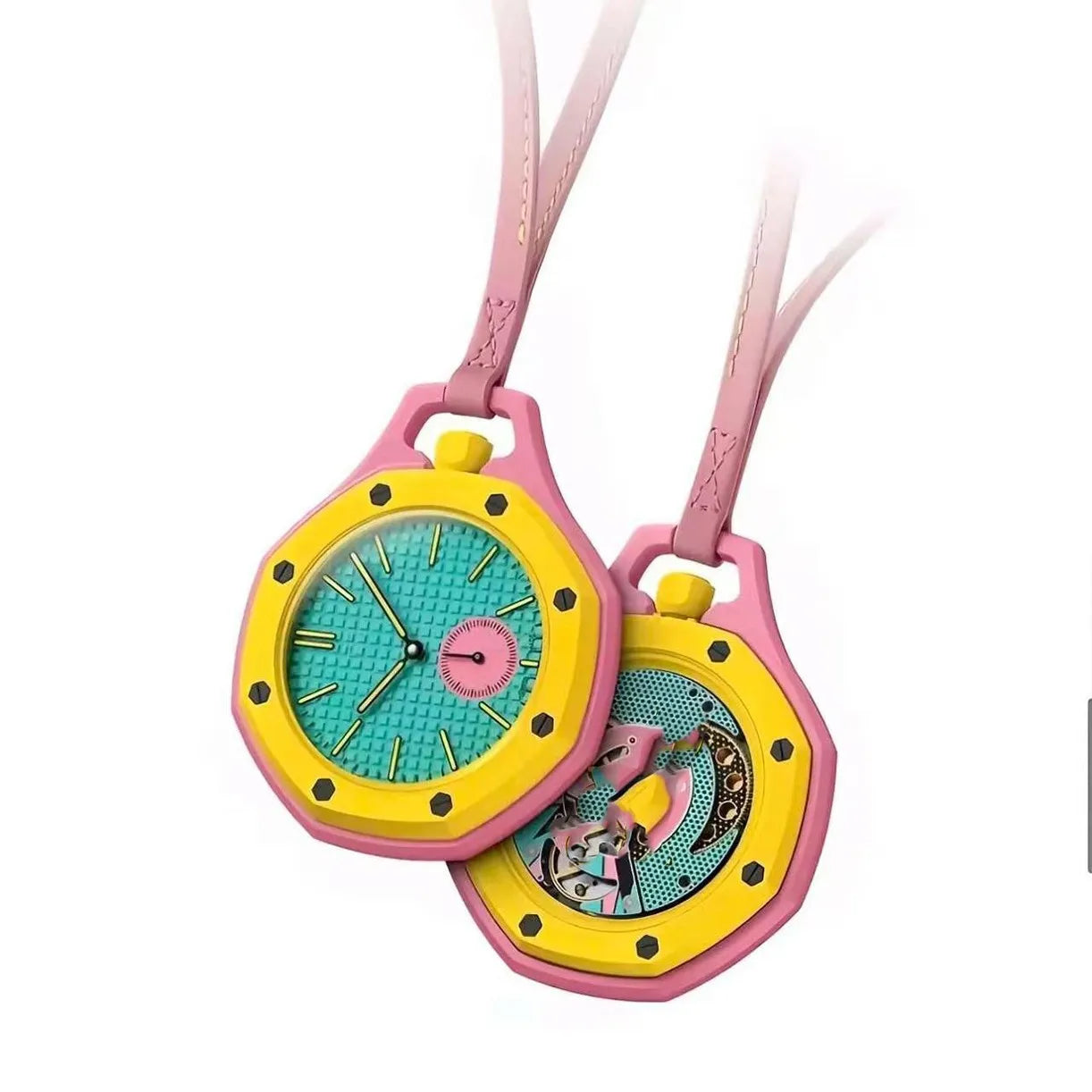 Montre Pendentif Unisexe à Quartz – Cadran Octogonal et Cordon en Cuir Tendance
