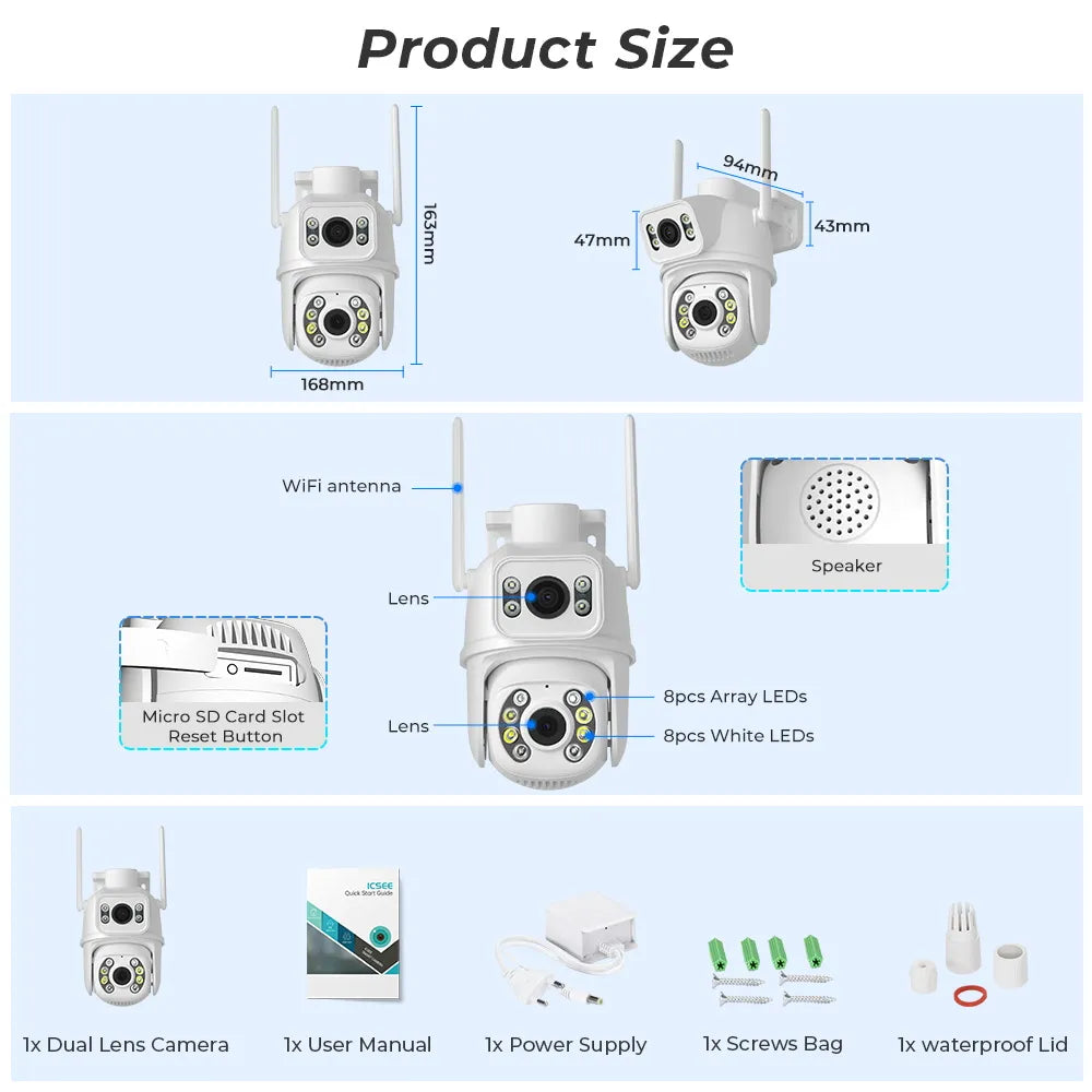 Caméra de surveillance double optique HD