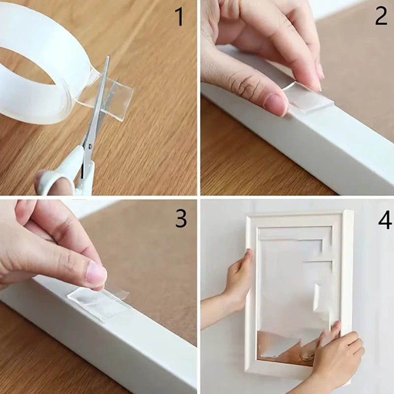 Cinta adhesiva de doble cara transparente y gruesa