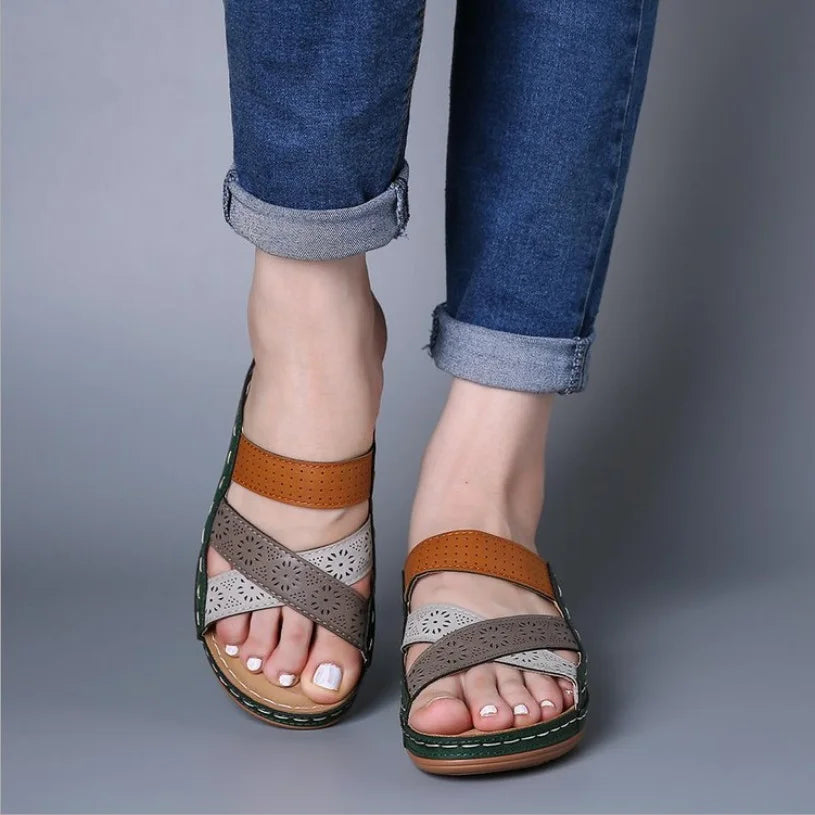 Sandales Mules Orthopédiques à Plateforme – Brides Croisées Confort Femme