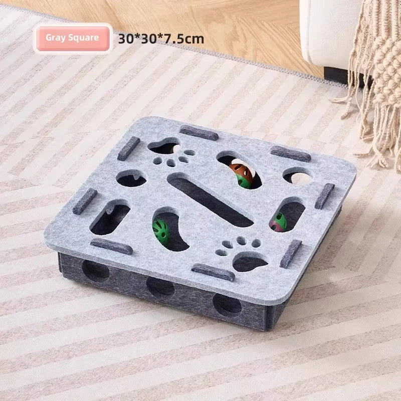 Jouet Puzzle Interactif pour Chat en Feutrine – Jeu de Chasse & Exercice – Balles OFFERTES