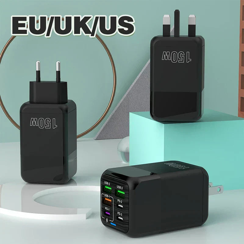 Chargeur Recharge EXPRESS 150W 6 en 1 - USB et USB C