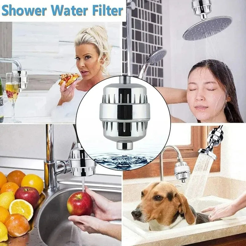 Purificateur d'eau Anti Calclaire Pommeau de douche - 15 Étapes