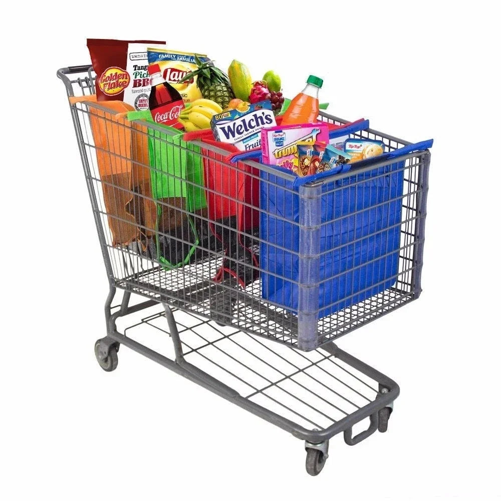 Lot de 4 Sacs de courses réutilisables pour chariot