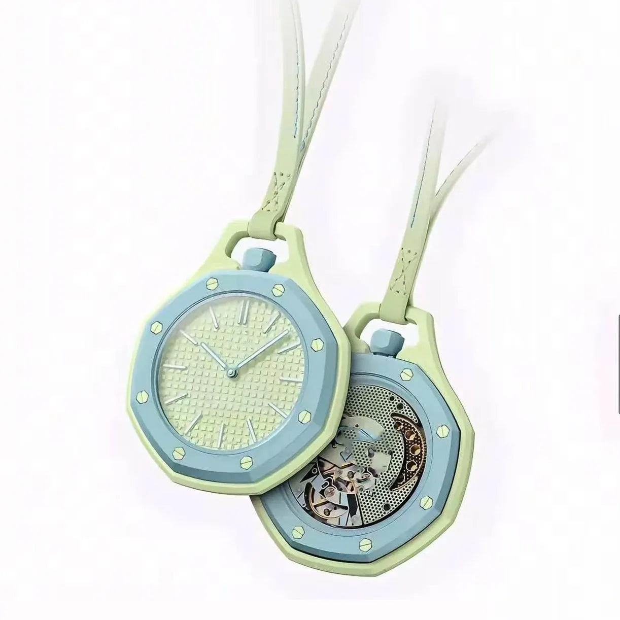 Montre Pendentif Unisexe à Quartz – Cadran Octogonal et Cordon en Cuir Tendance