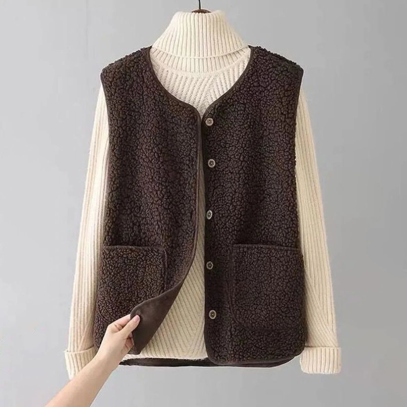 Gilet Polaire Teddy Sans Manches pour Femmes