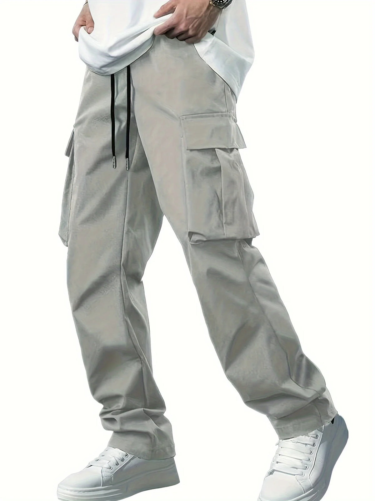 Pantalon Cargo Homme en Sergé – Coupe Décontractée avec Cordon – Sport, Randonnée & Outdoor