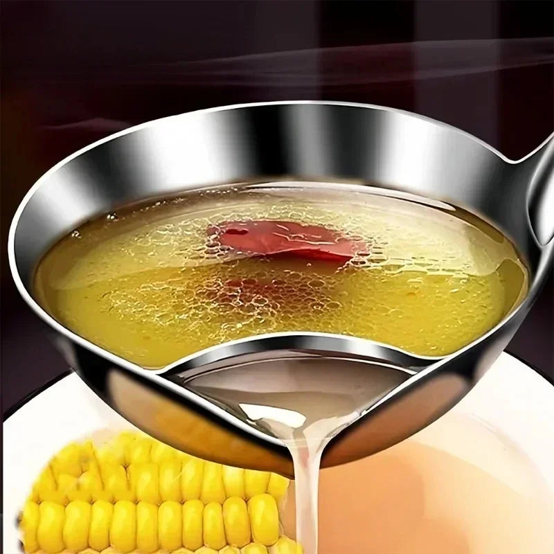 Cuillère Séparatrice de Graisse en Acier Inoxydable – Écumoire Filtrante pour Soupe, Bouillon, Sauce & Huile – 1 ACHETÉE = 1 OFFERTE