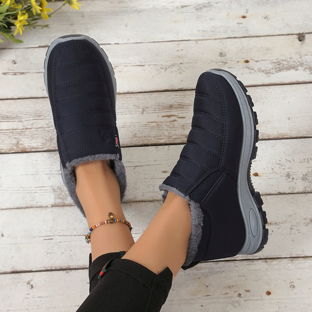 Bottines d’Hiver Mixte Chaudes avec Doublure Polaire – Tissu Déperlant, Semelle Antidérapante à Plateforme