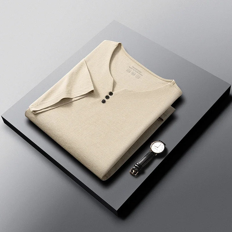 T-Shirt Henley Homme à Manches Courtes & Col V à 3 Boutons - Respirant, Confortable & Style Décontracté