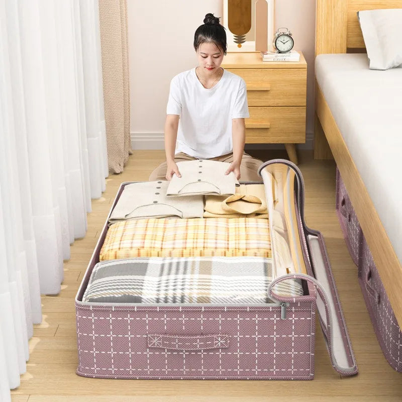 Sac de Rangement Pliable Grand Format – Organisateur Sous Lit pour Vêtements, Couettes et Linge, Chambre et Dortoir