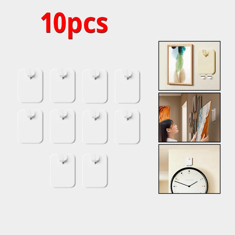 Lot de 10 Crochets Auto-adhésifs pour Cadre & Tableau