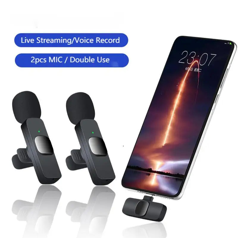 Lot de 2 Mini Microphone Sans Fil Bluetooth
